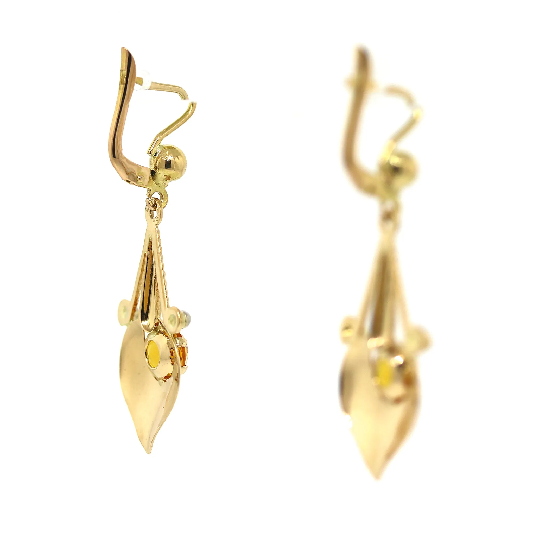 14k Gold and Citrine Hanging Earrings