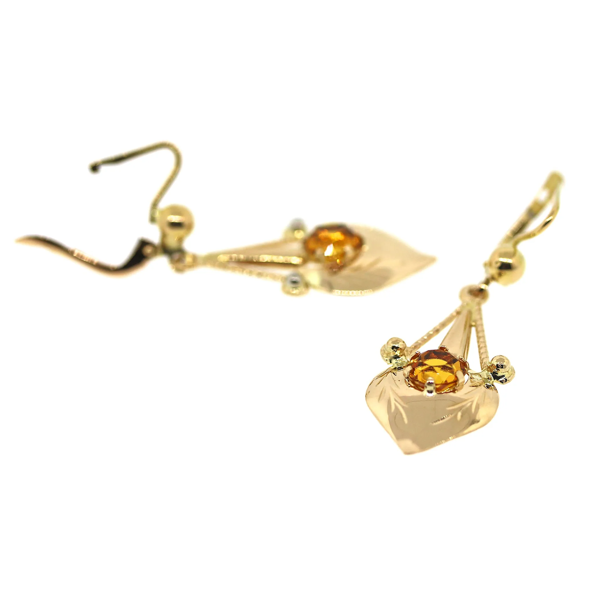 14k Gold and Citrine Hanging Earrings