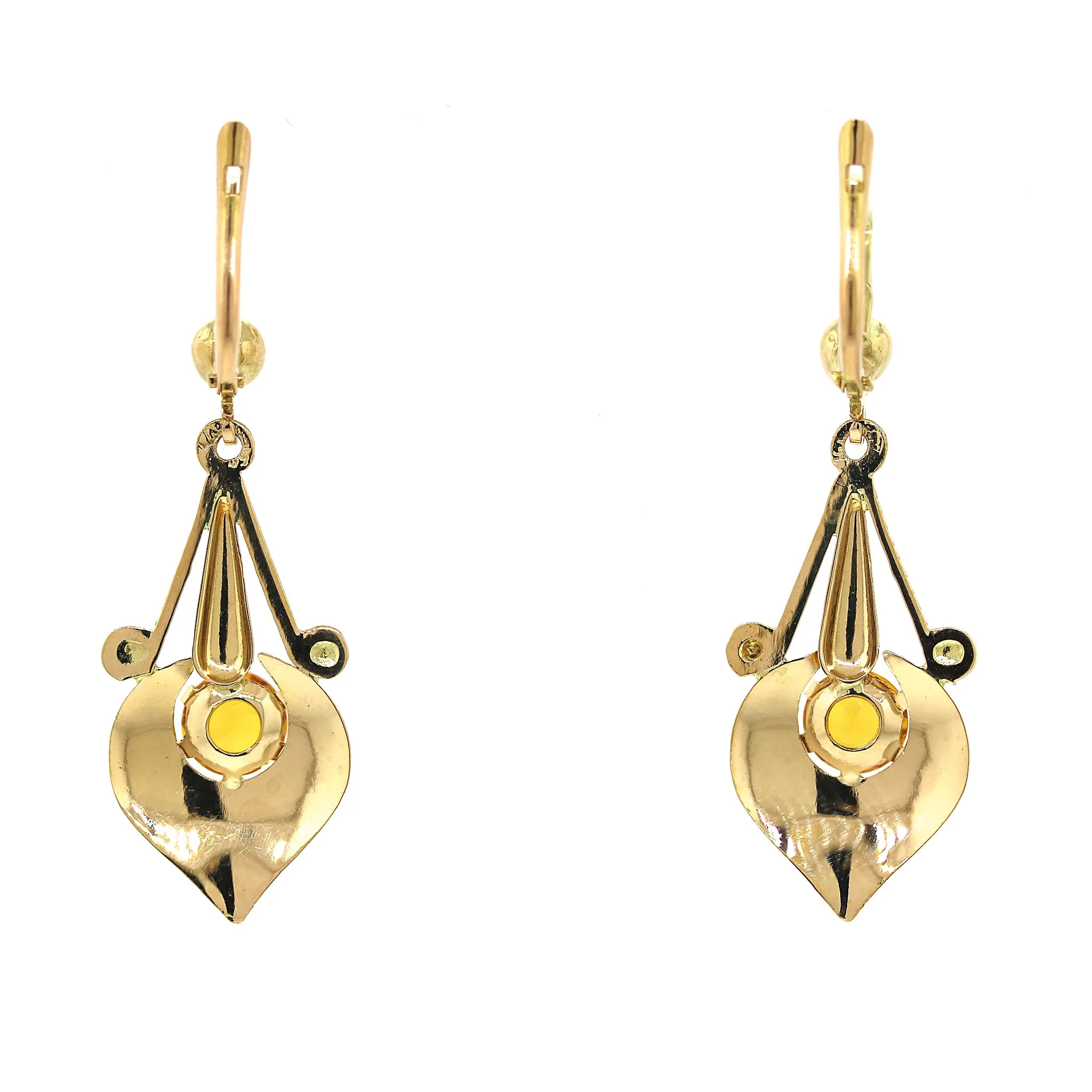 14k Gold and Citrine Hanging Earrings