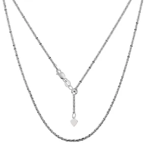 14k White Gold Adjustable Sparkle Chain Necklace, 1.5mm, 22