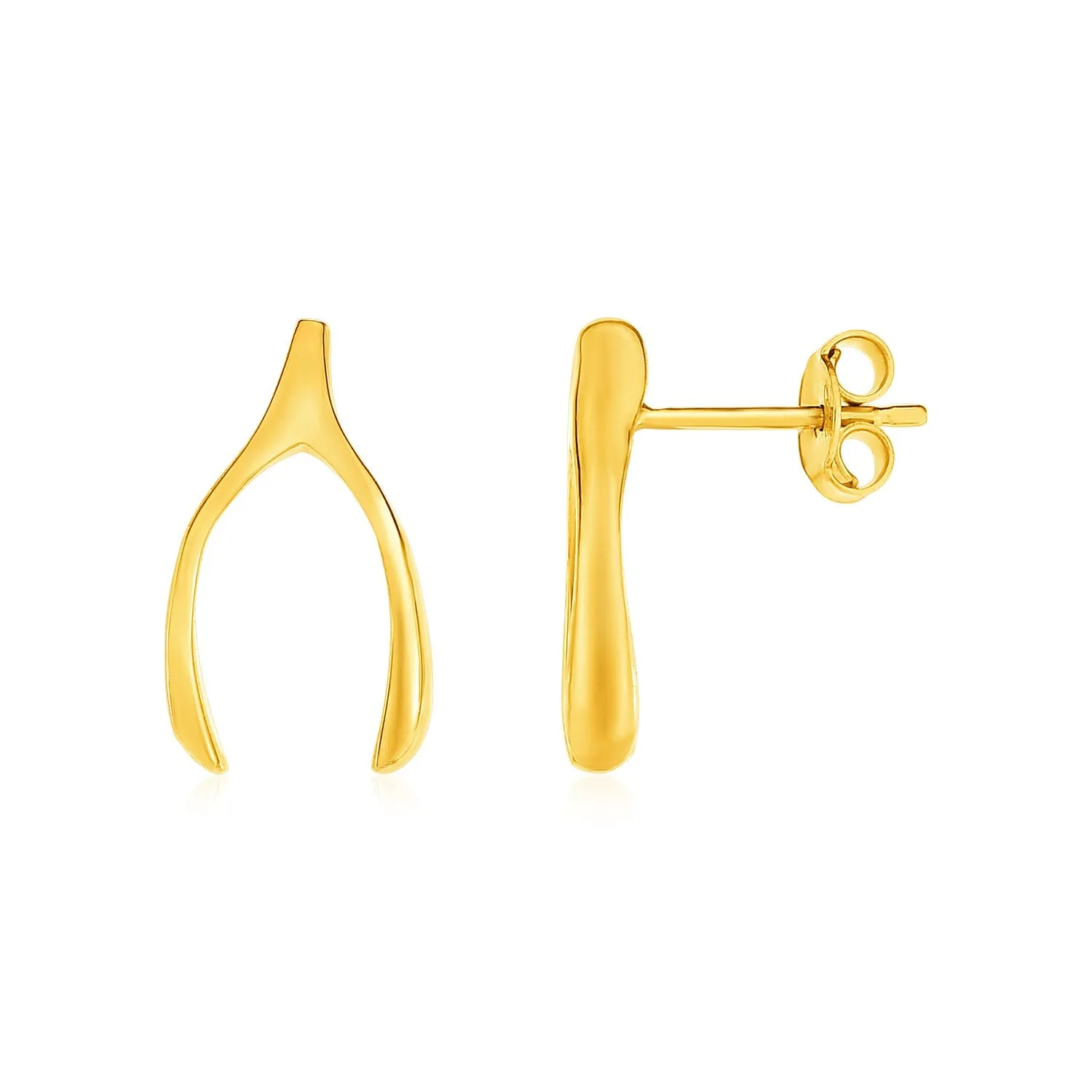 14k Yellow Gold Post Earrings with Wishbones-rx90433