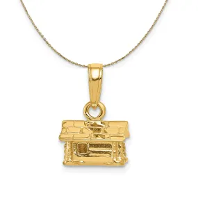 14k Yellow Gold Small 3D Log Cabin Necklace