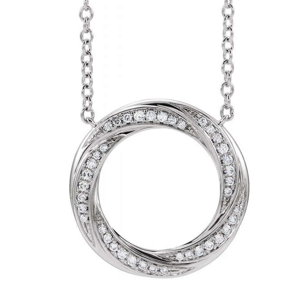 14K Yellow or White Gold 1/5 CTW Diamond Circle Necklace, 16-18 Inch