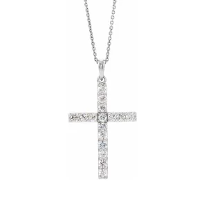 14K Yellow or White Gold 3/4 CTW Diamond Cross Necklace, 18 Inch