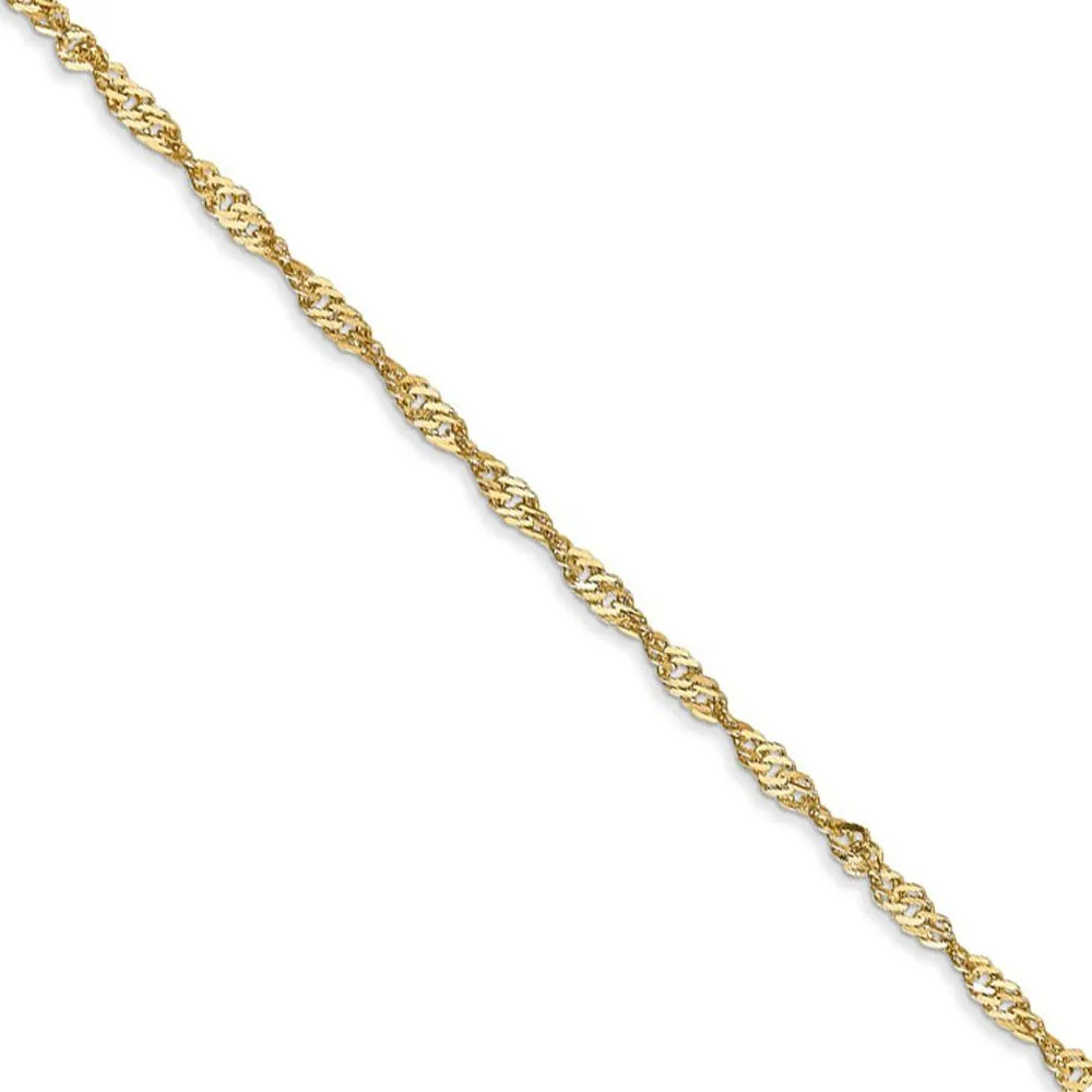 1.6mm 14k Yellow Gold Diamond Cut Singapore Chain Necklace