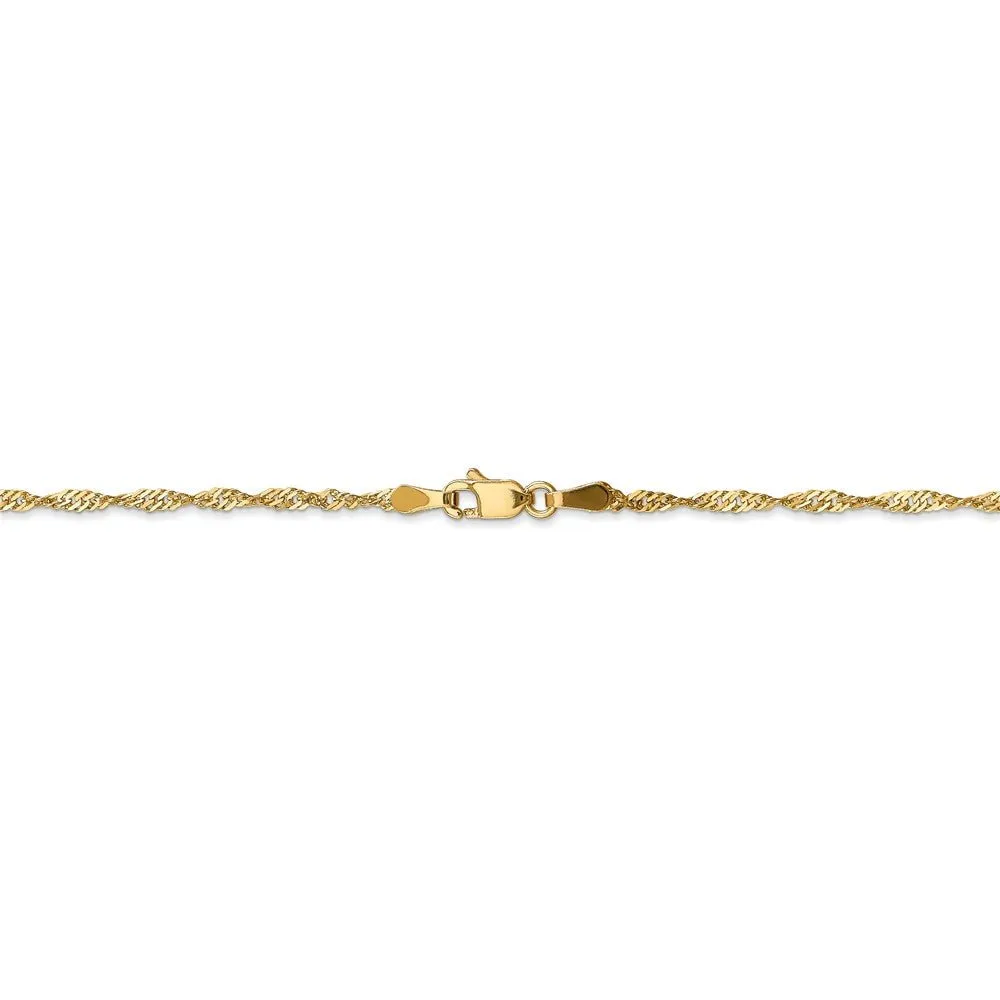 1.6mm 14k Yellow Gold Diamond Cut Singapore Chain Necklace