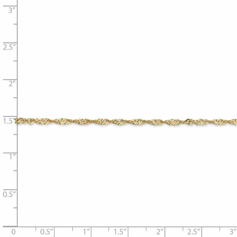 1.6mm 14k Yellow Gold Diamond Cut Singapore Chain Necklace