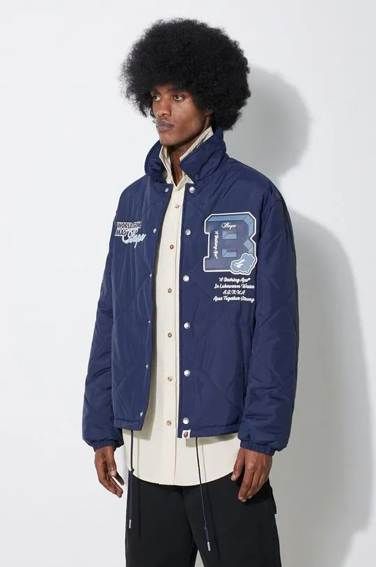 A Bathing Ape jacket Bape Patch Coach Jacket men's navy blue color 1J80141056