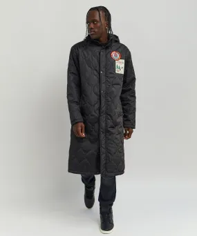 Adventure Quilted Long Line Top Coat - Black