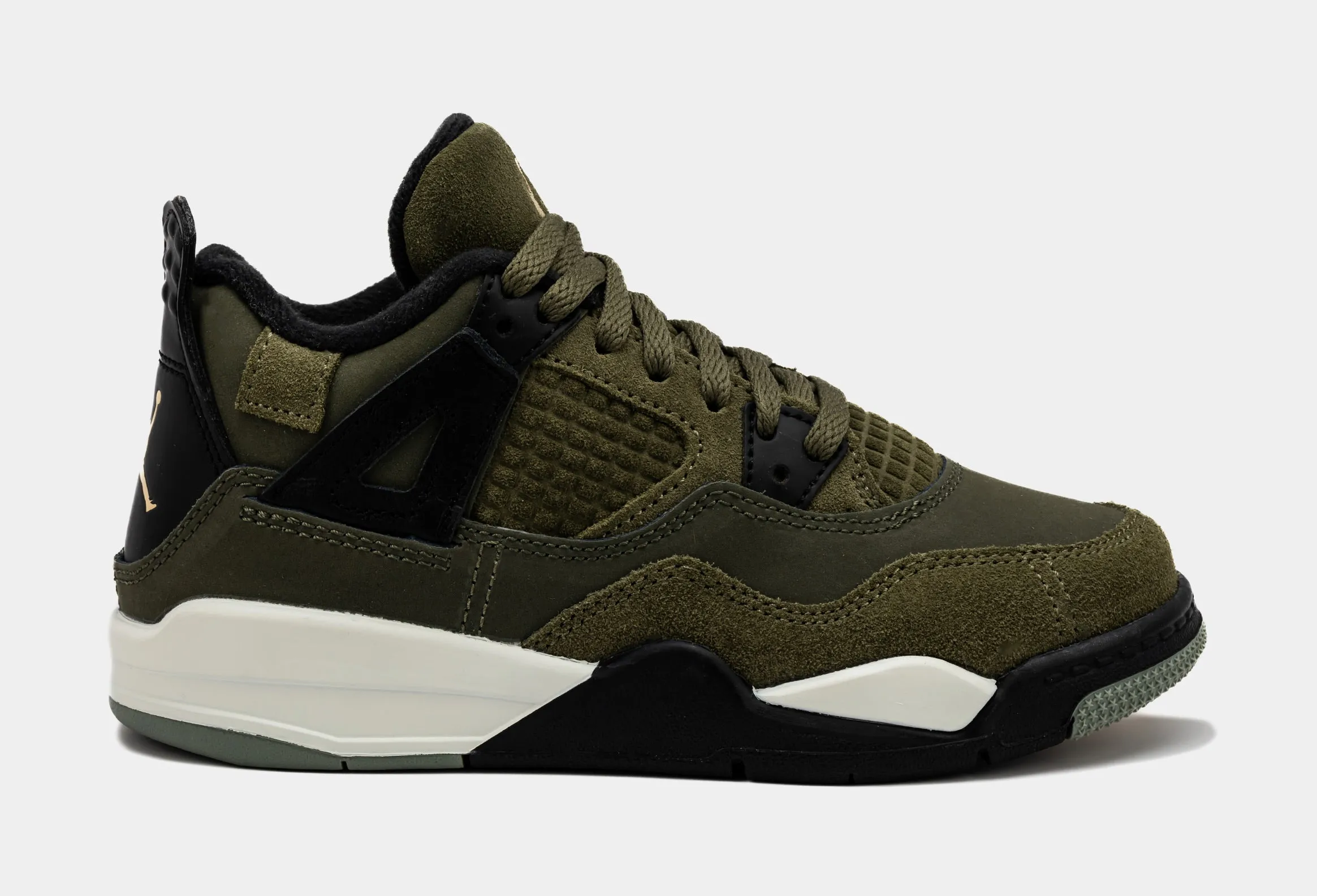 Air Jordan 4 Retro SE Craft Olive Preschool Lifestyle Shoes (Medium Olive)