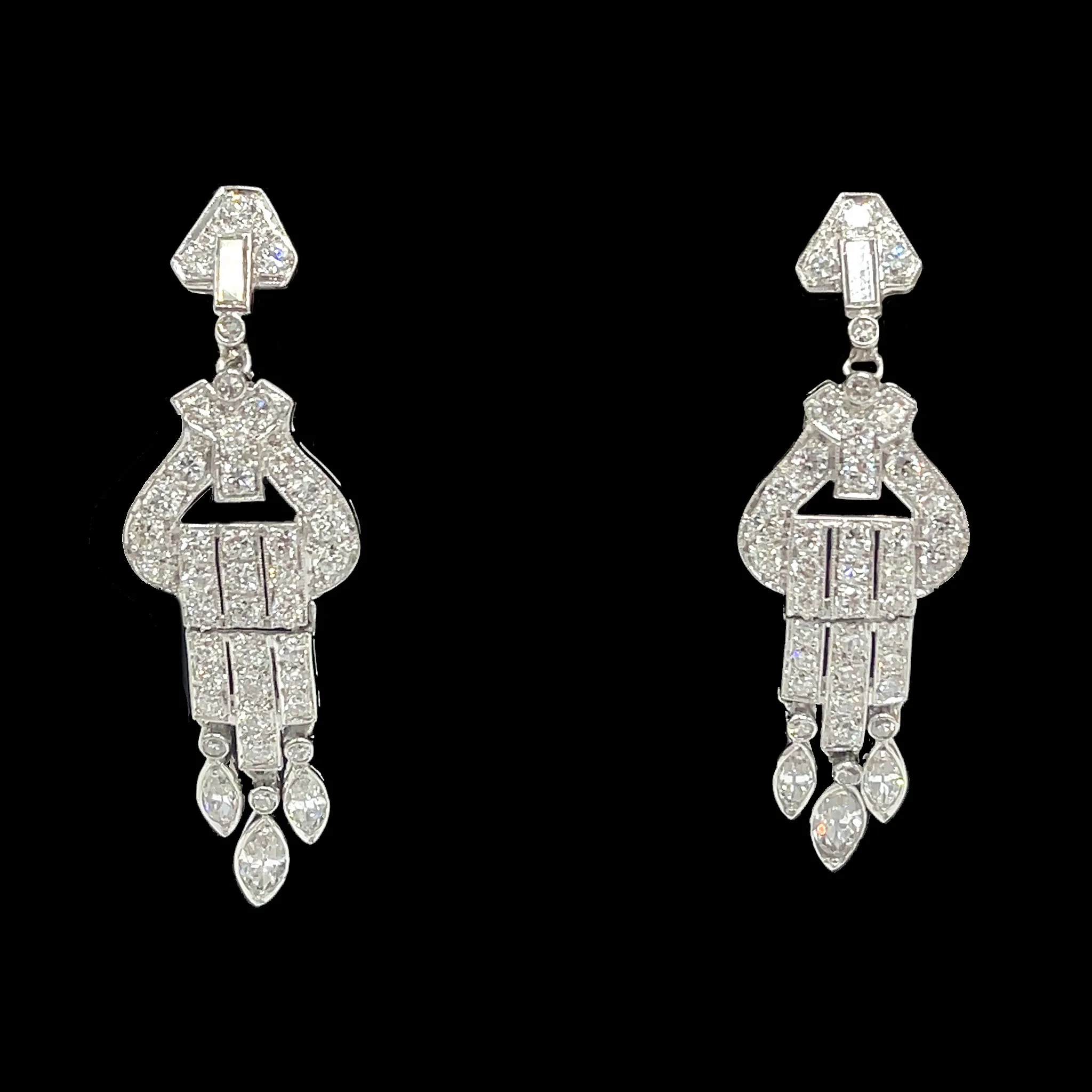 Art Deco Diamond Hanging Earrings