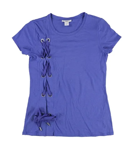 Bar Iii Womens Lace Up Basic T-Shirt