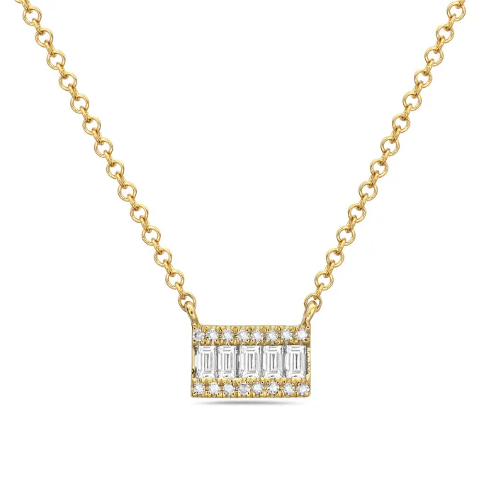 Bassali 14K Gold Baguette Diamond Necklace