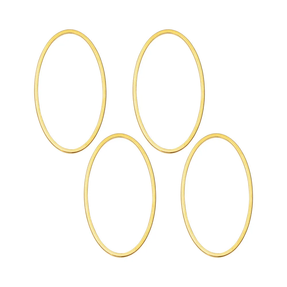 Beadable Open Frame Link, Oval 26x14.5mm, Gold Tone (4 Pieces)