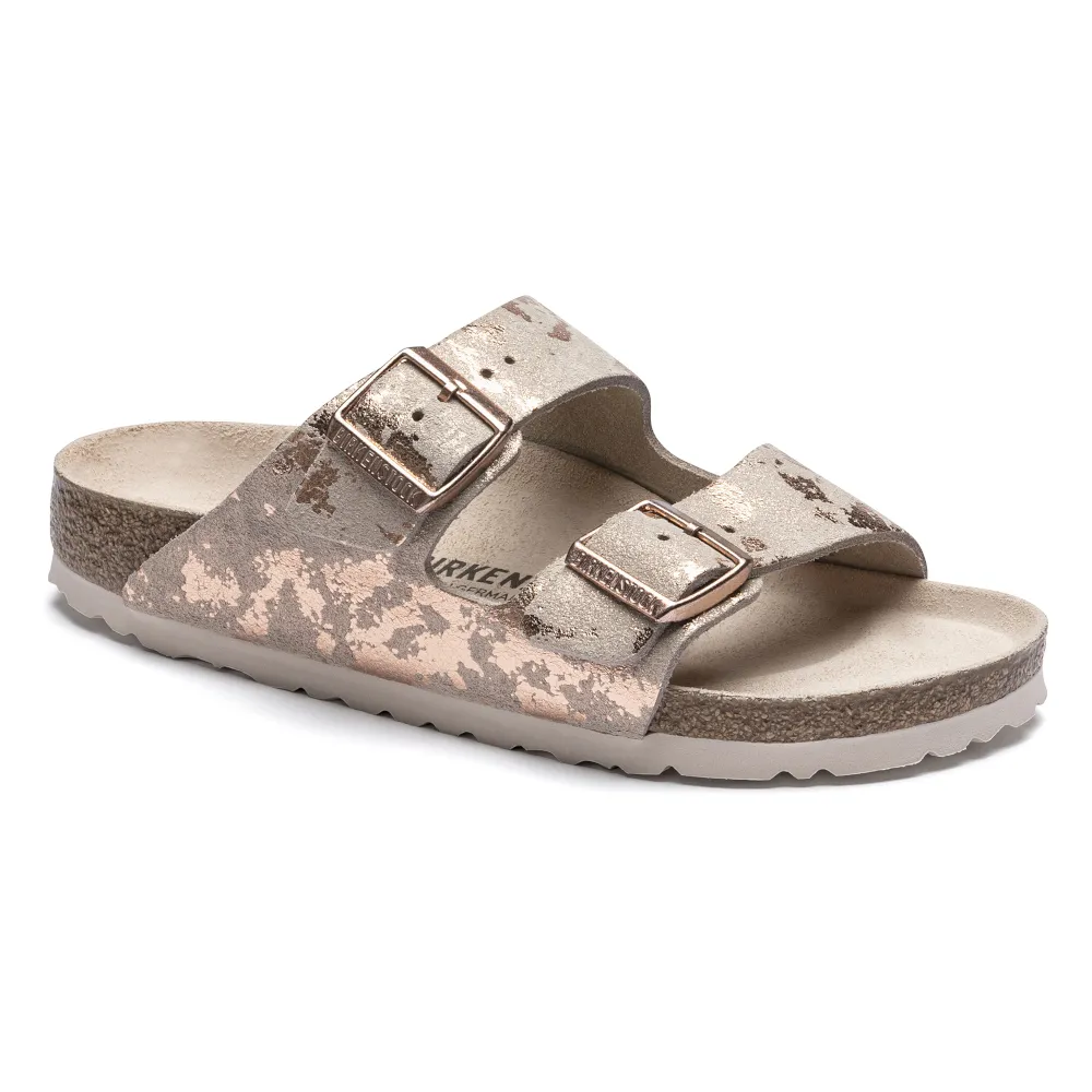 Birkenstock Arizona Vintage Metallic Rose Copper Leather Sandals (Narrow)