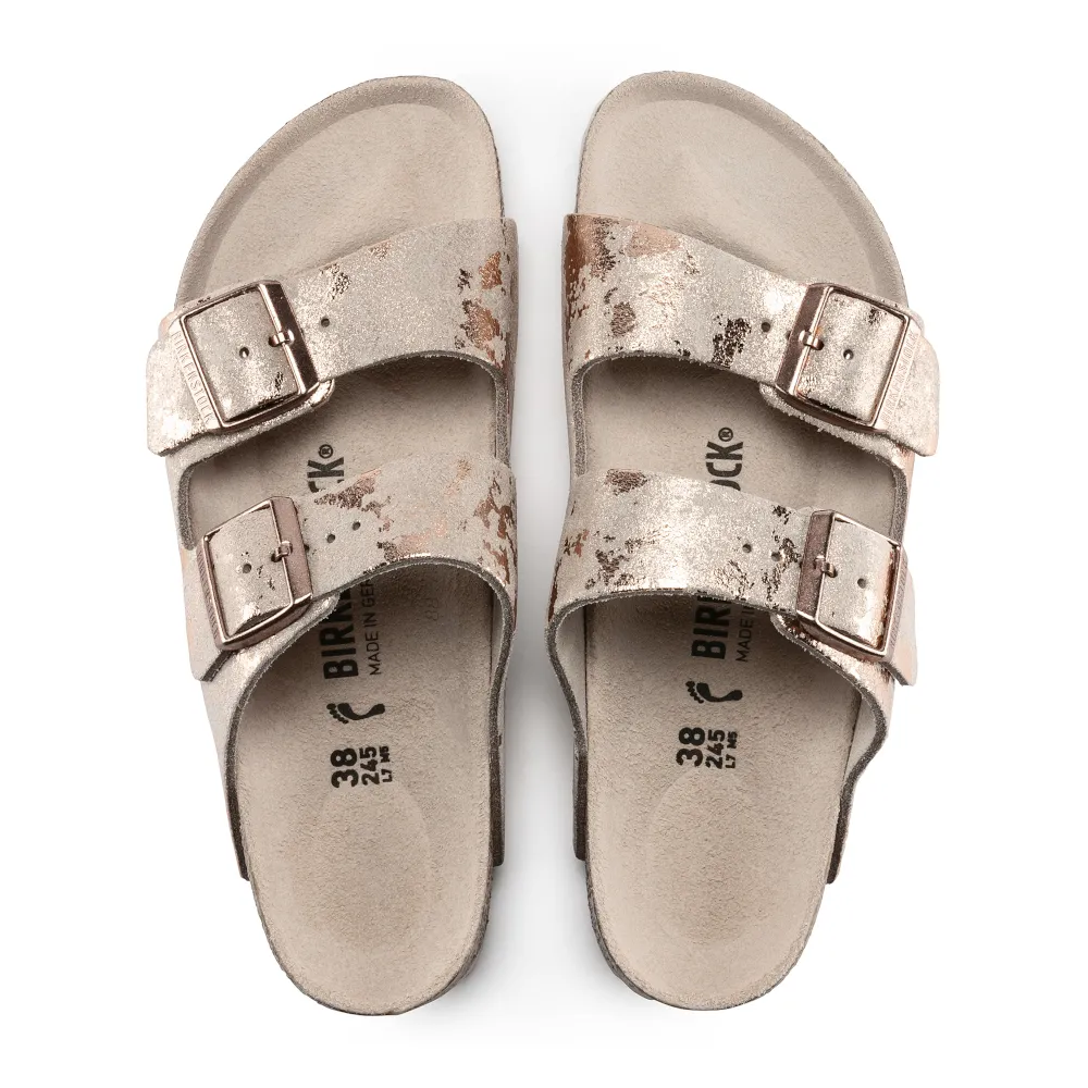 Birkenstock Arizona Vintage Metallic Rose Copper Leather Sandals (Narrow)