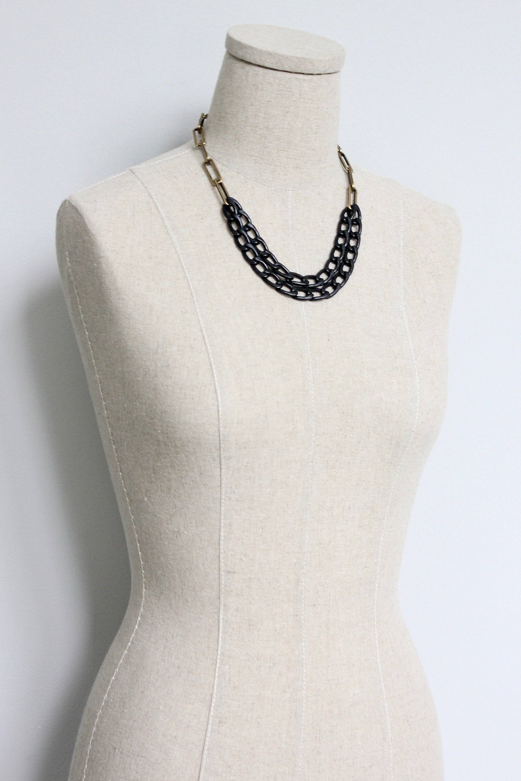 Black and Brass Chain Necklace