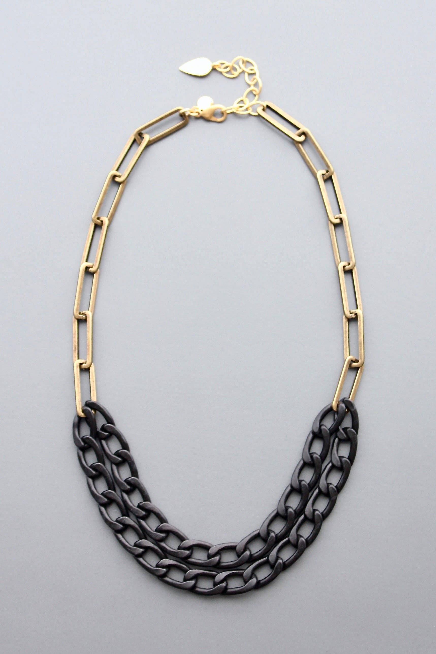 Black and Brass Chain Necklace