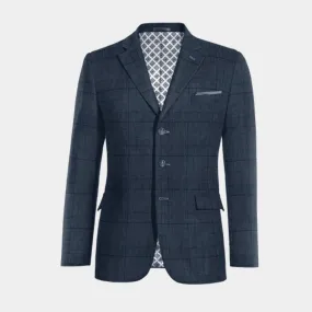  Blazer azul de lino príncipe de gales ligera