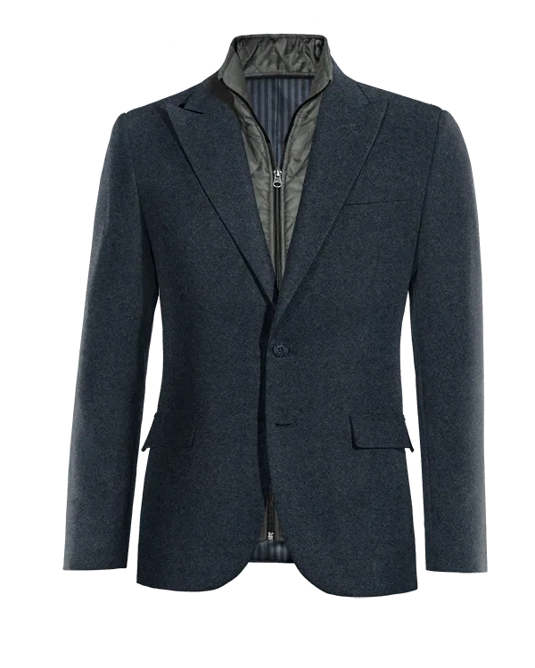  Blazer azul marino de donegal tweed solapa en pico