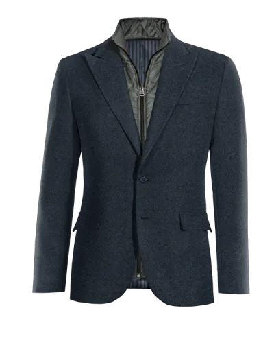  Blazer azul marino de donegal tweed solapa en pico