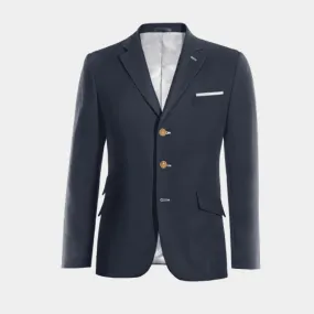  Blazer azul marino de entretiempo de 3 botones y pañuelo