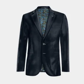  Blazer azul marino de terciopelo solapa ancha edición limitada