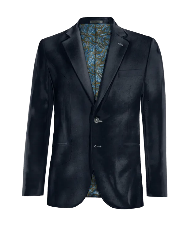  Blazer azul marino de terciopelo solapa ancha edición limitada