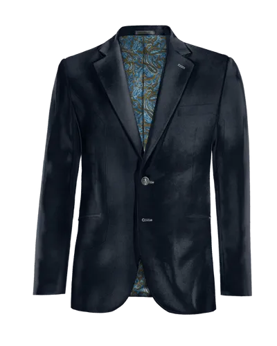  Blazer azul marino de terciopelo solapa ancha edición limitada