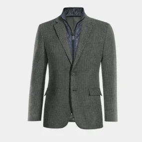  Blazer gris oscuro de tweed pata de gallo slim fit