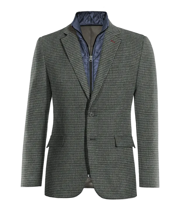  Blazer gris oscuro de tweed pata de gallo slim fit