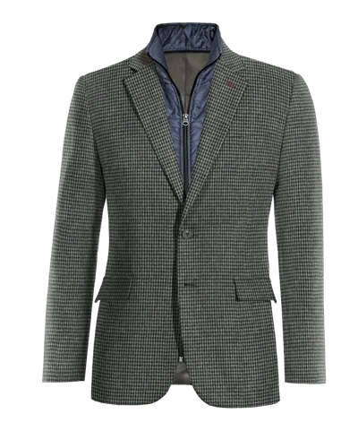  Blazer gris oscuro de tweed pata de gallo slim fit