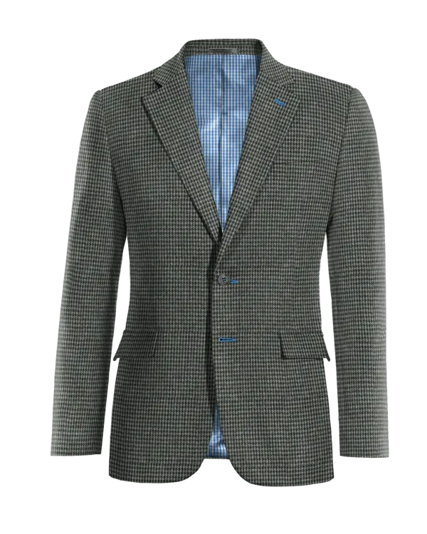  Blazer gris oscuro de tweed pata de gallo solapa ancha