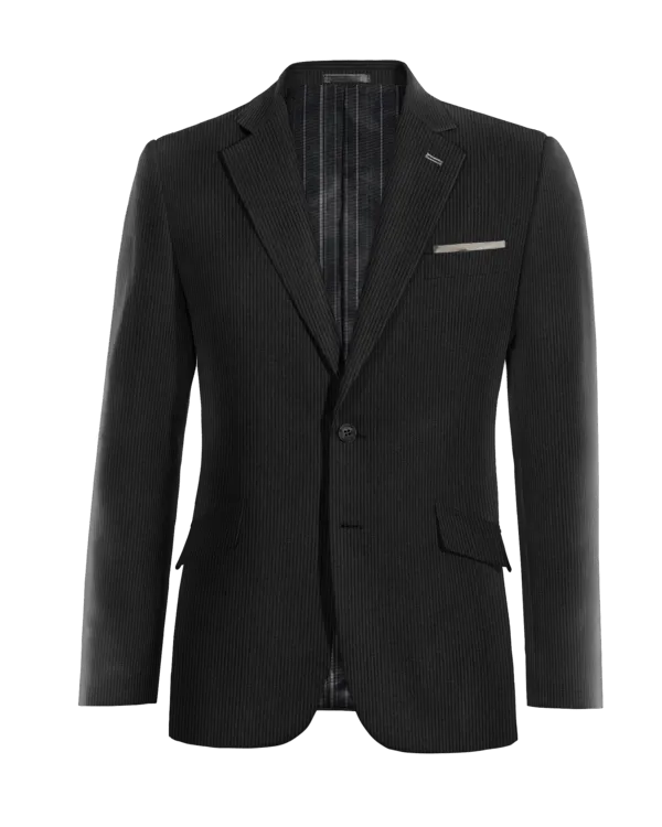  Blazer negra de pana solapa ancha esencial