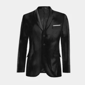  Blazer negro Ónix de terciopelo solapa redonda slim fit de 3 botones