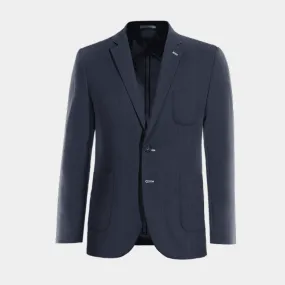  Blazer sin forro azul marino de lino esencial