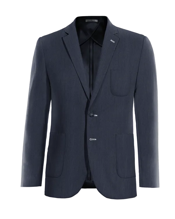  Blazer sin forro azul marino de lino esencial