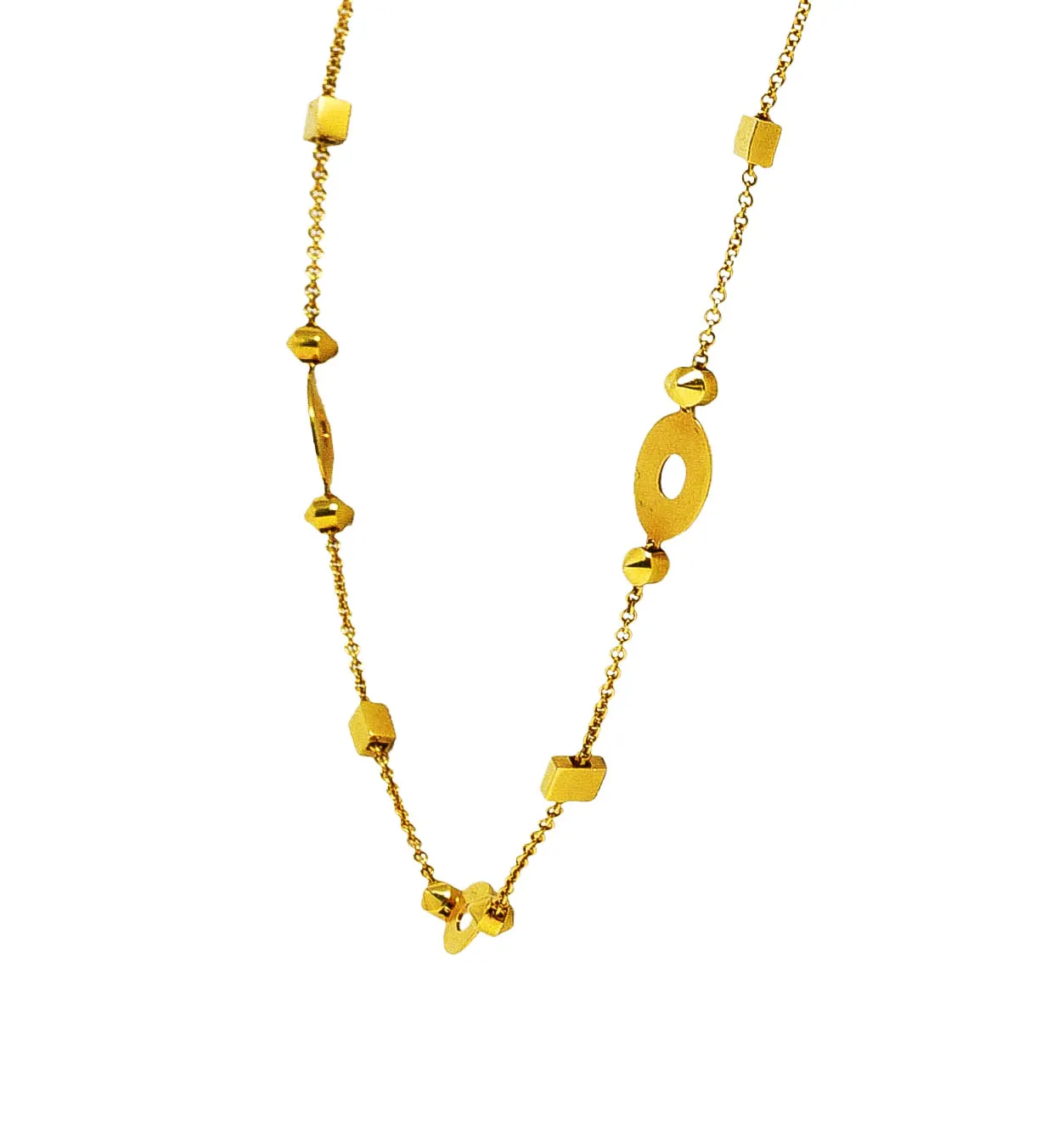 Bulgari 18 Karat Yellow Gold Lucea Chain Station Necklace