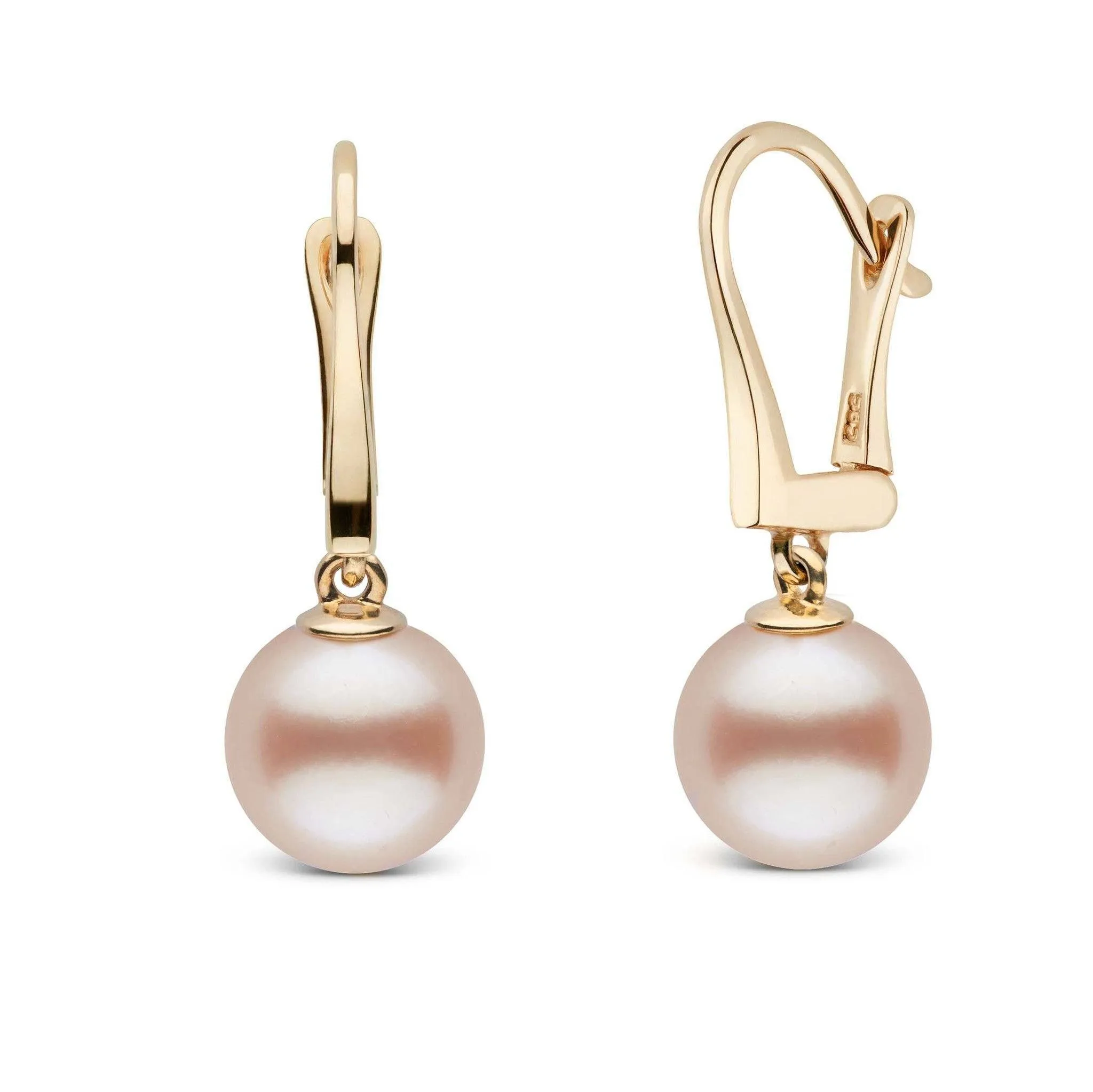 Classic Collection Pink to Peach Freshadama Freshwater 9.0-10.0 mm Pearl Dangle Earrings