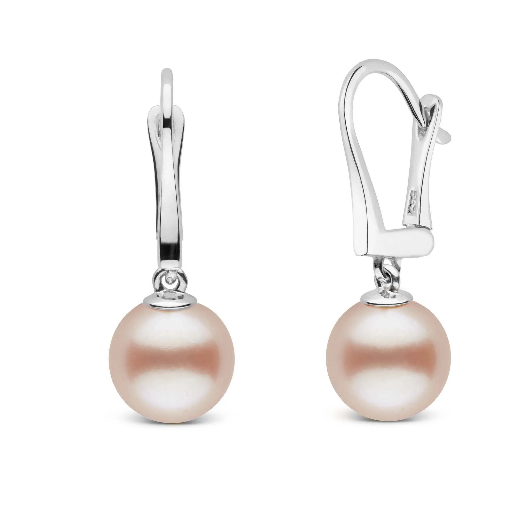 Classic Collection Pink to Peach Freshadama Freshwater 9.0-10.0 mm Pearl Dangle Earrings