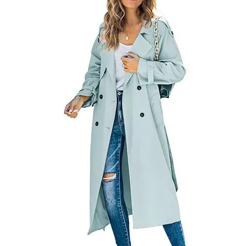 Commute Solid Color Single Breasted Coat Trench Coat