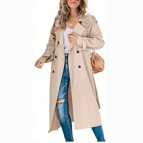 Commute Solid Color Single Breasted Coat Trench Coat