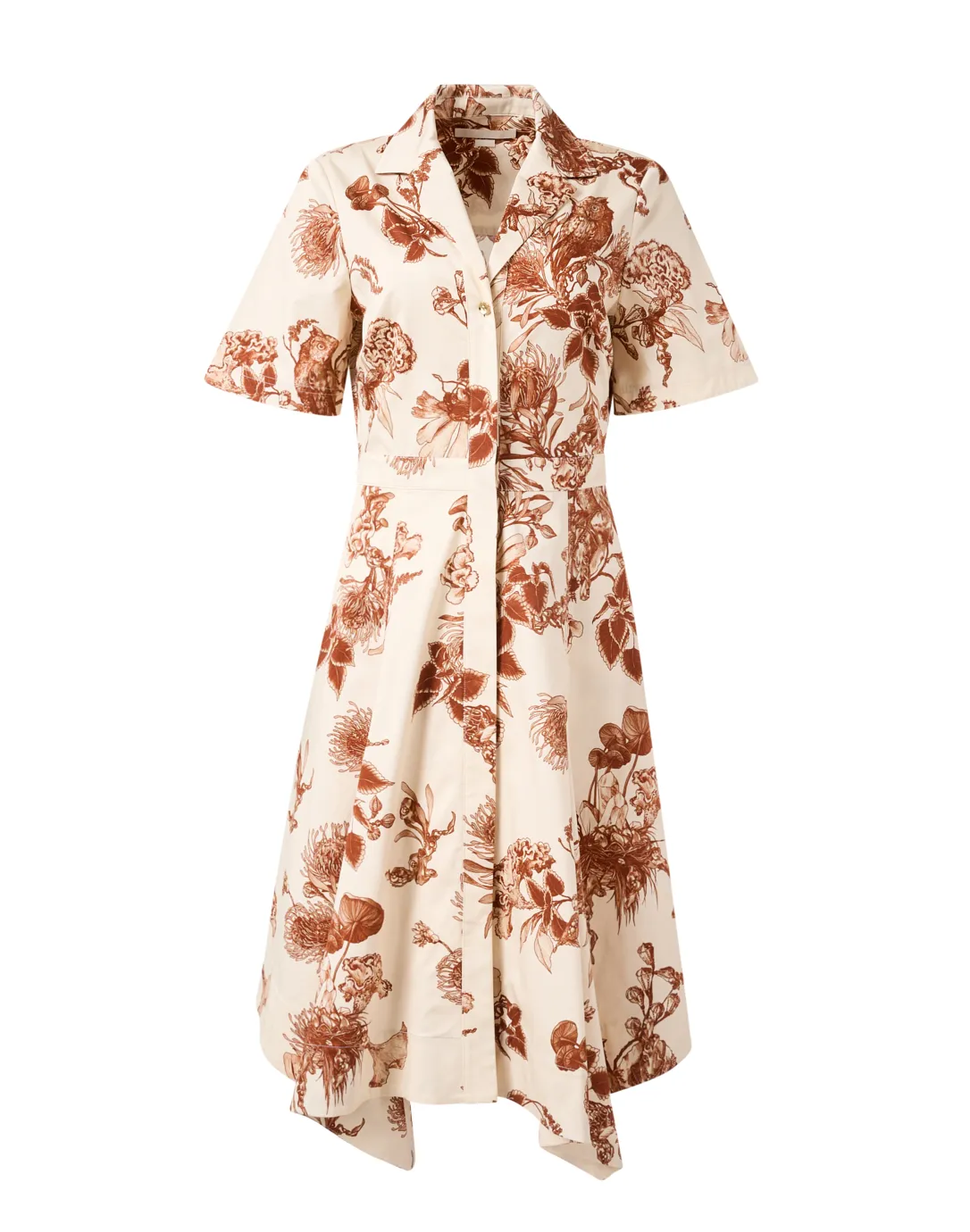 Cream Floral Print Shirt Dress