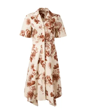 Cream Floral Print Shirt Dress