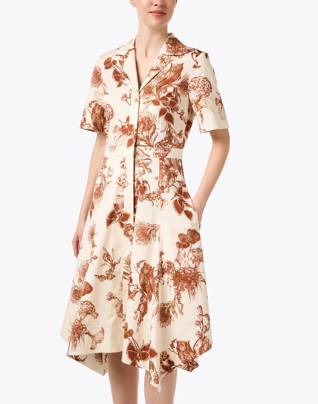 Cream Floral Print Shirt Dress