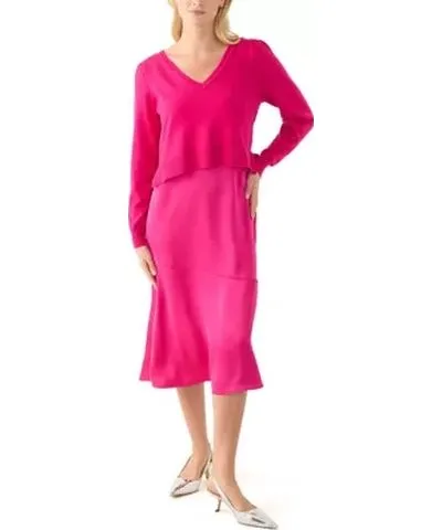 Crown & Ivy Women's Sweater Satin Dress