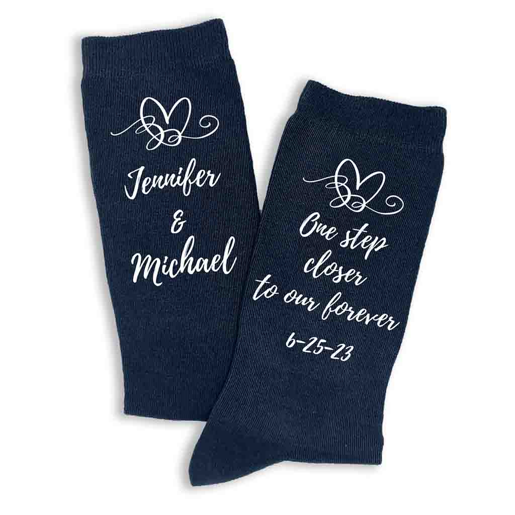 Customized Wedding Socks for the Groom - One Step Closer