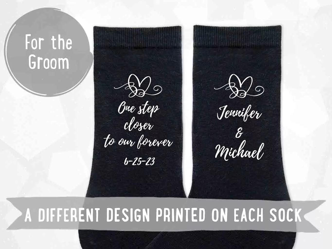 Customized Wedding Socks for the Groom - One Step Closer