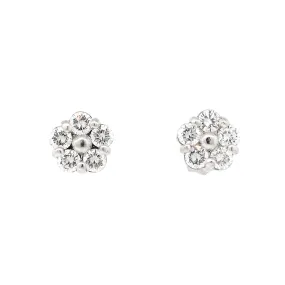 Diamond Cluster Floral Stud Earrings in 18 kt Gold