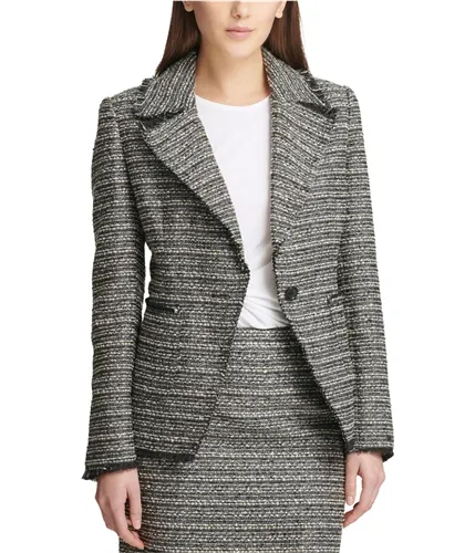 Dkny Womens Boucle One Button Blazer Jacket